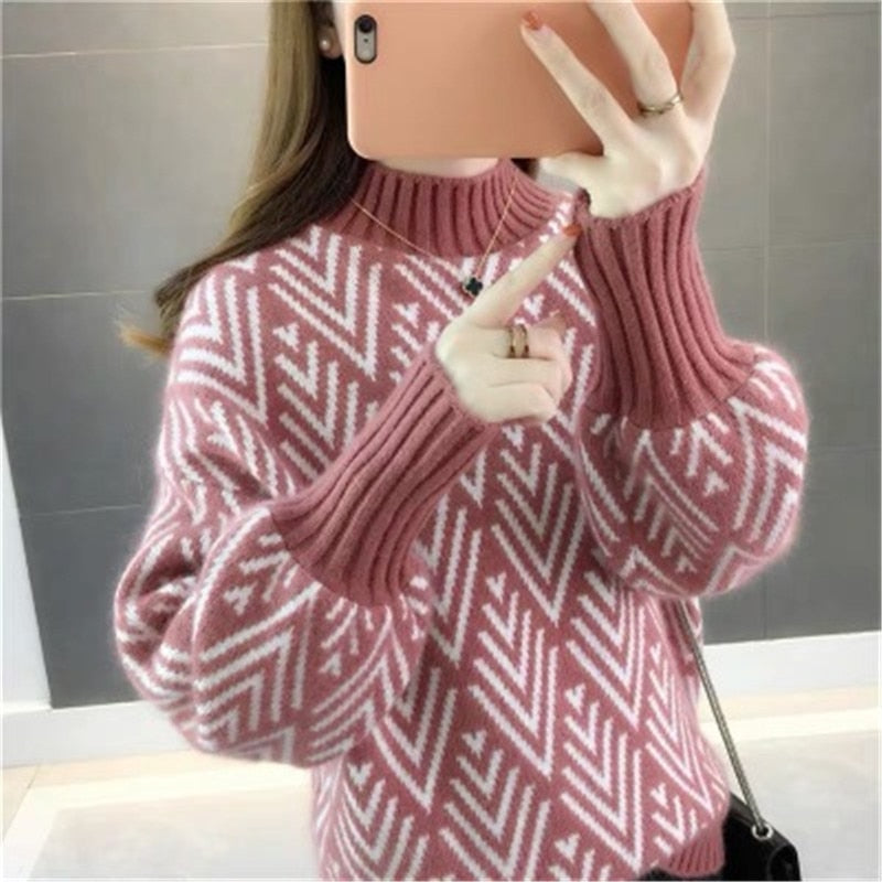 Autumn Winter Knitted Sweater Women 2020 new Korean Fashion Loose Lazy Short Lantern Sleeve Sweaters Pullovers Female Tops