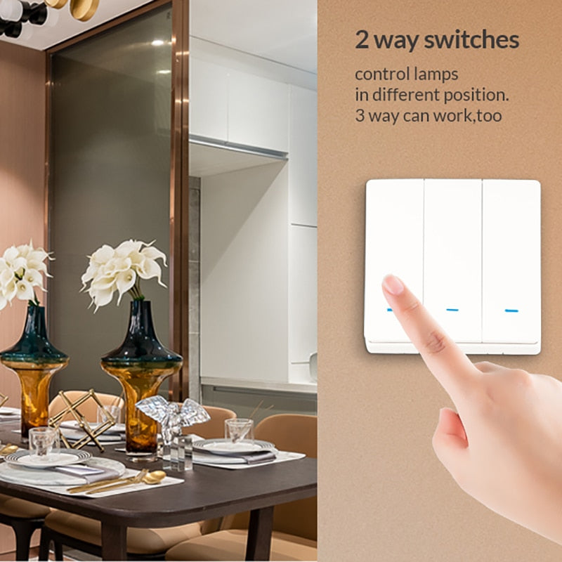 Smart Switch WiFi Push Button Wandlichtschalter EU AC 90 V 250 V Nein Neutral Tuya Wireless Control Alexa Google Home Kompatibel