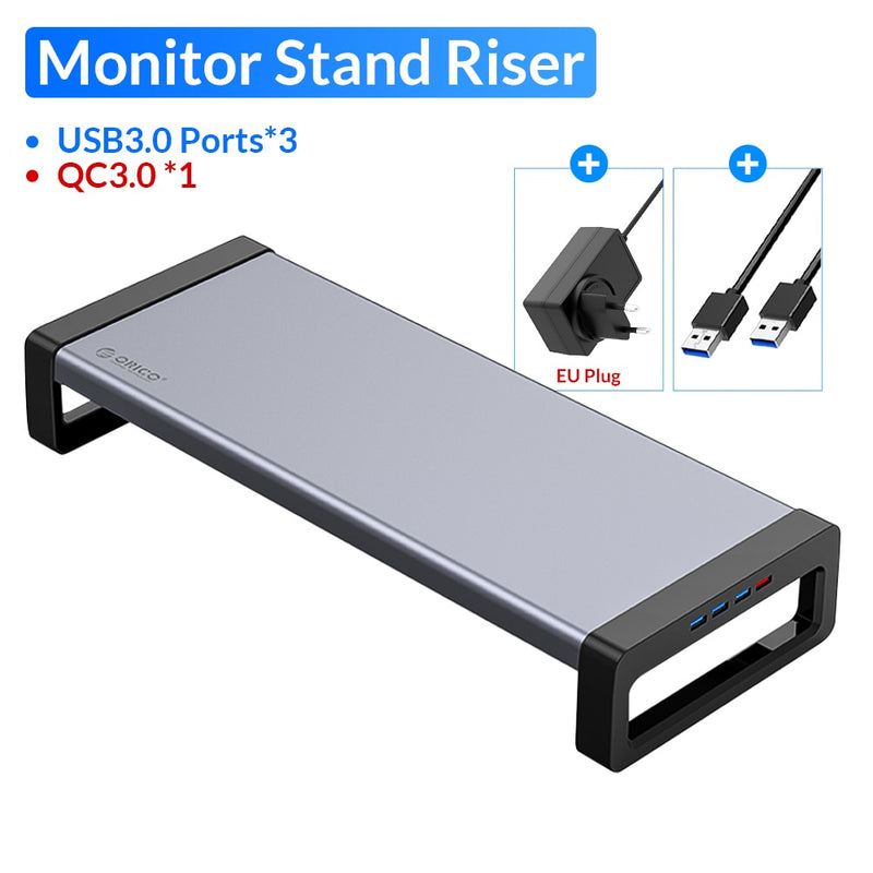 ORICO soporte de aluminio para Monitor elevador de madera ordenador Universal soporte de escritorio organizador para PC portátil MacBook hogar Oficina