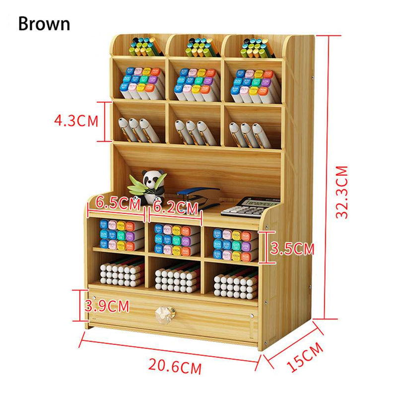 2021 Creative Multi-function Wooden Desktop Pen Holder Office School Stationery Storage Stand Case Desk Pen Pencil Organizer