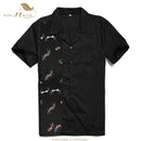 SISHION L-2XL  Men Shirt ST110 Short Sleeve Black Red Rockabilly Cotton Casual Bowling Shirts for Men camisa masculina
