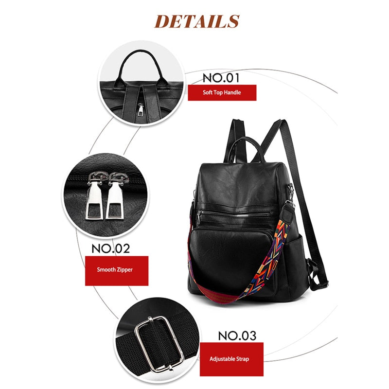 Fashion Anti-theft Women Backpacks Famous Brand High Quality Leather Female Backpack Ladies Large Capacity School Bag for Girls