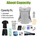 Trail Running-5L Ultralight backpack, hydration jogging vest, Marathon, bicycle, water bottle 250ml 500ml
