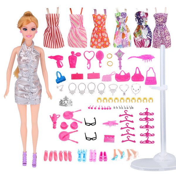 Puppe mit 83 Zubehör DIY Dressup Spielzeug für Mädchen Fashionista Ultimate Fashion Princess Dolls Set