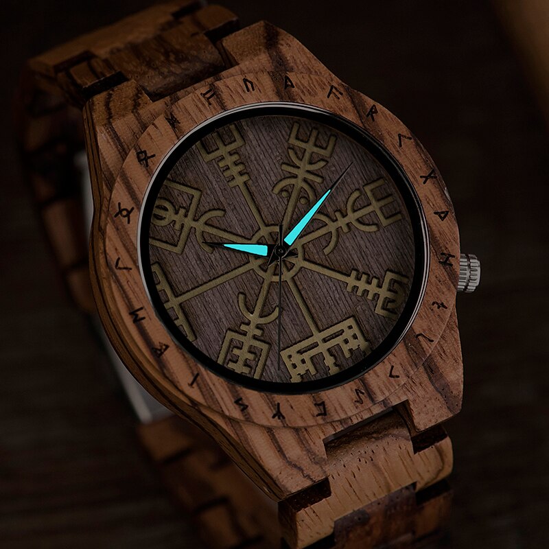 BOBO BIRD Male Watch Wooden Men watches Golden Compass Guide Luminous Hands Wristwatch In Gift box relojes para hombre