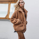 Chaqueta de otoño invierno abrigos femeninos 2022 nueva moda coreana zip teddy fur mujeres abrigo mujer chaquetas casuales mujer pusheen