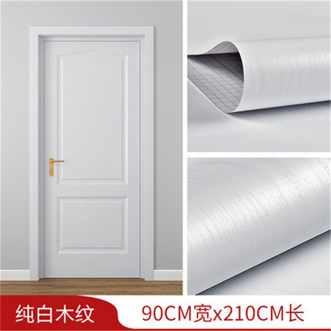 90x210cm White PVC Door Wallpaper Wood Grain sticker home decor Self-adhesive Waterproof Mural Furniture Door Decoration Decals