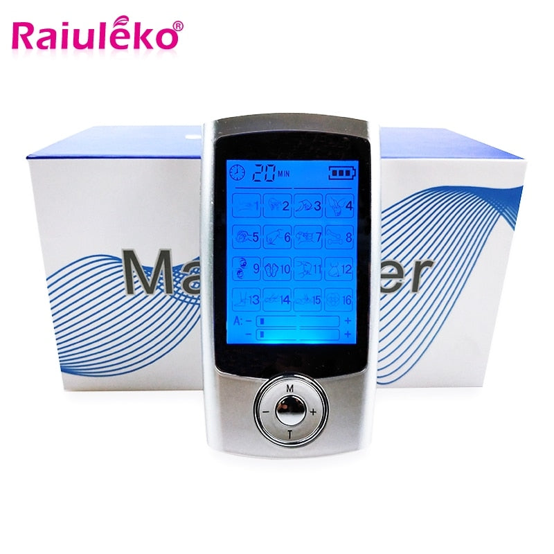 16 Modes EMS Muscle Stimulator Pulse Tens Acupuncture Body Massage Digital Therapy Massager Pain Relief Body Slimming 2 Output