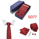 Gift Box 38 styles Tie Set Hanky Cufflinks With Gift Box Jacquard Woven Neckties Set For Men Wedding Party Lots of  accessories