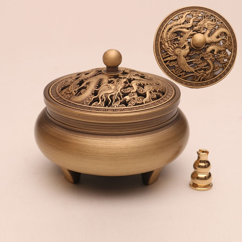 Quemador de incienso de tres patas de artesano de cobre, placa de estufa Zen Xuande, quemador de sándalo, quemador de incienso puro