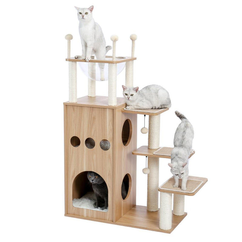 Inches Multi-Level Cat Tree Modern Cat Activity Tower with Sisal Scratching Posts Hammock and Extra-Large Top Perch Cat Toy