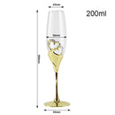 2Pcs/Set Wedding Crystal Champagne Glasses Gold Metal Stand Flutes Wine Glasses Goblet Party Lovers Valentine&