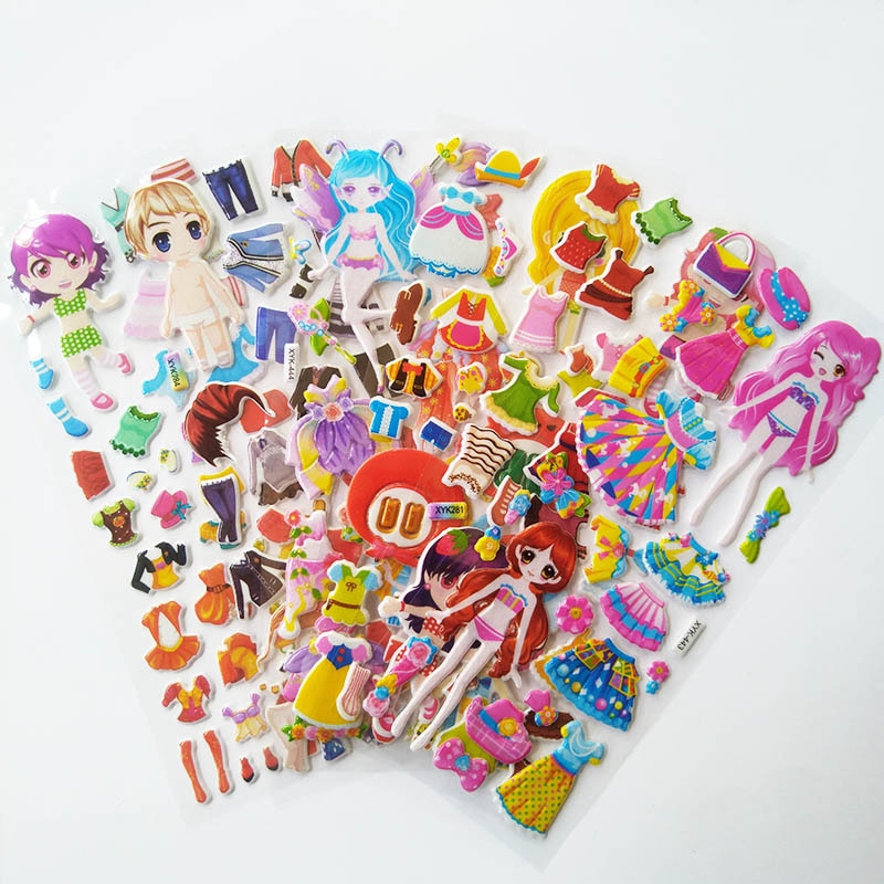9 teile/satz Aufkleber DIY Nette Aufkleber Kinder Puzzle Spiele Make-a-Face Prinzessin Tier Dinosaurier Montieren Spielzeug für Mädchen Training