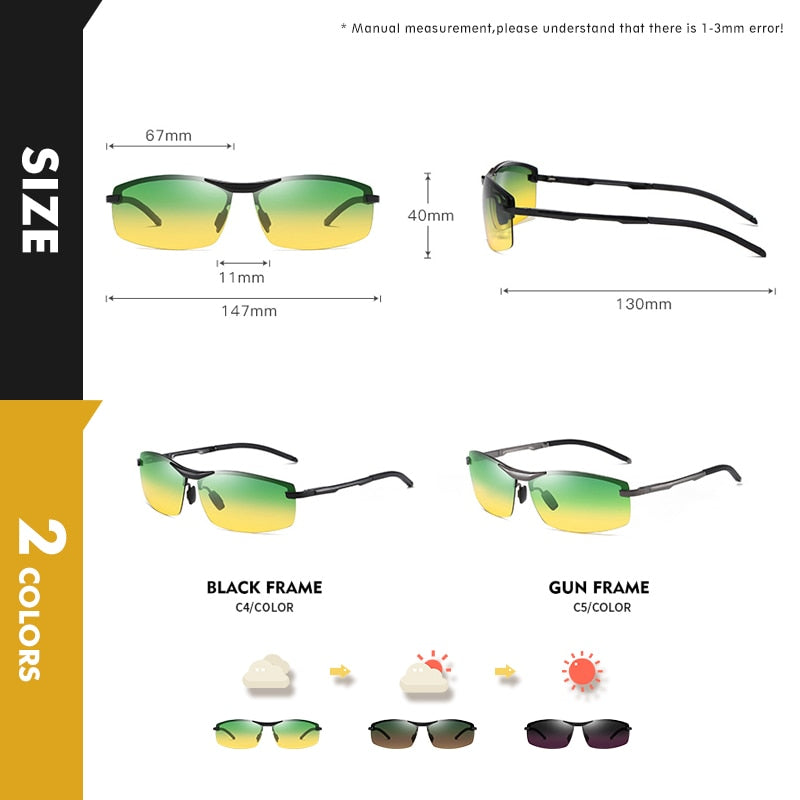 CoolPandas 2022 Photochromic Sunglasses Men Day Night-Vision Polarized Chameleon Glasses Driving UV400 Sun Glasses Oculos De Sol