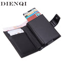DIENQI Rfid Men Wallets Classic Card Holder Walet Male Purse Money Wallet Zipper Big Brand Luxury Black Leather Wallet For Men