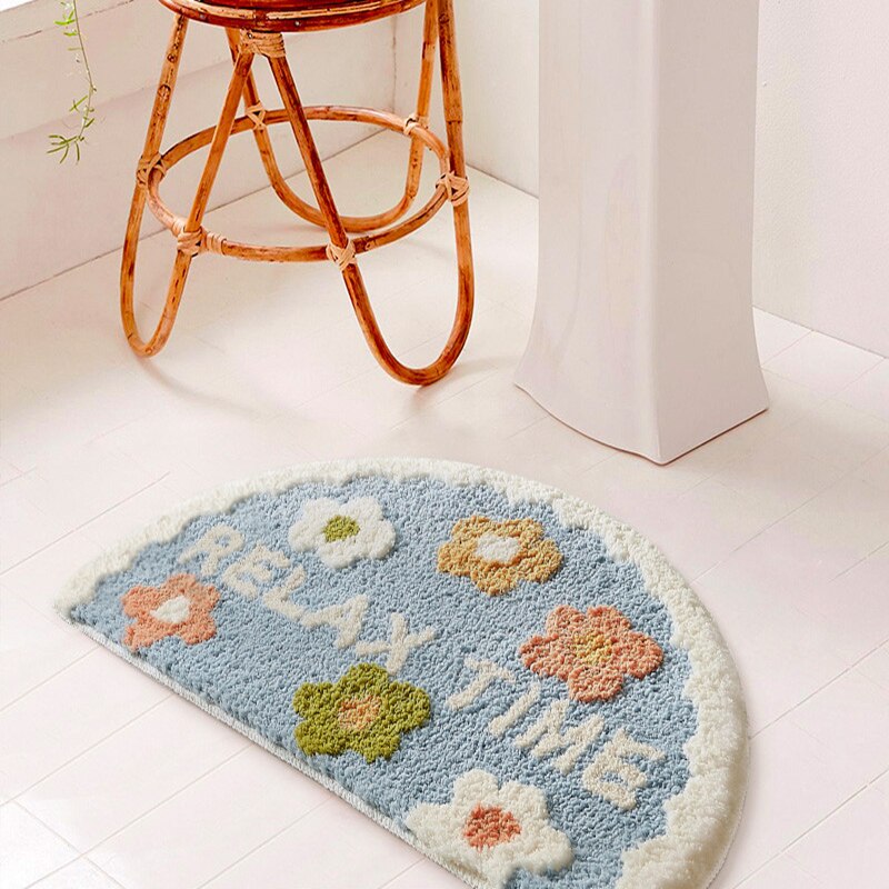 Alfombra de florete de baño simple Ins, alfombras de área de flores, alfombras absorbentes antideslizantes para la entrada de la casa, alfombrilla gruesa para puerta, decoración del hogar