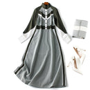 Fashion mosaic dress autumn 2019 stand collar single-breasted mid-length houndstooth A-line dresses