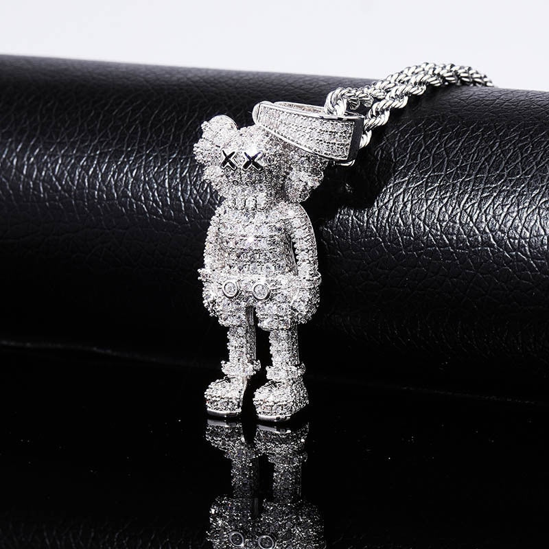 Iced Out Cartoon Puppets Pendant &amp; Necklace Cubic Zirconia Necklace Fashion Hip Hop Jewelry Mens Gift