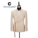 Cenne Des Graoom New Men Suit Tailor-Made Costume 2 Pieces Blazer Pants Shawl Lapel Satin Wedding Party Groom Tuxedo On Stage