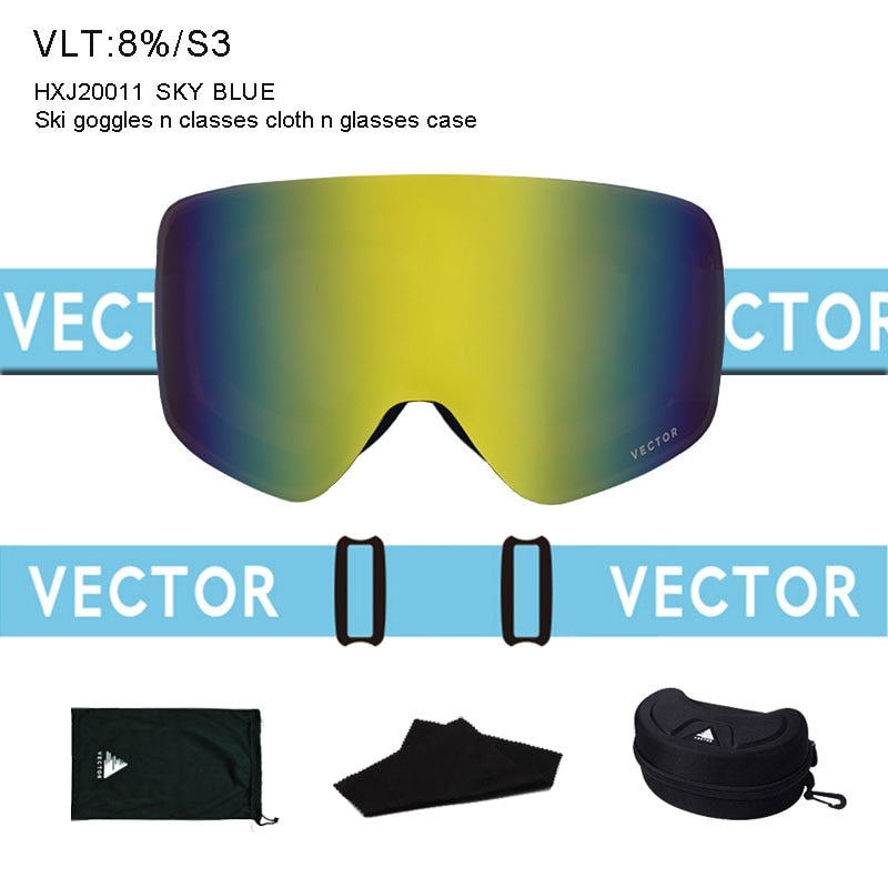 OTG Ski Goggles Snowboard Mask For Men Women Skiing Eyewear UV400 Snow Protection Over Glasses Adult Double Anti-Fog Cylindrical