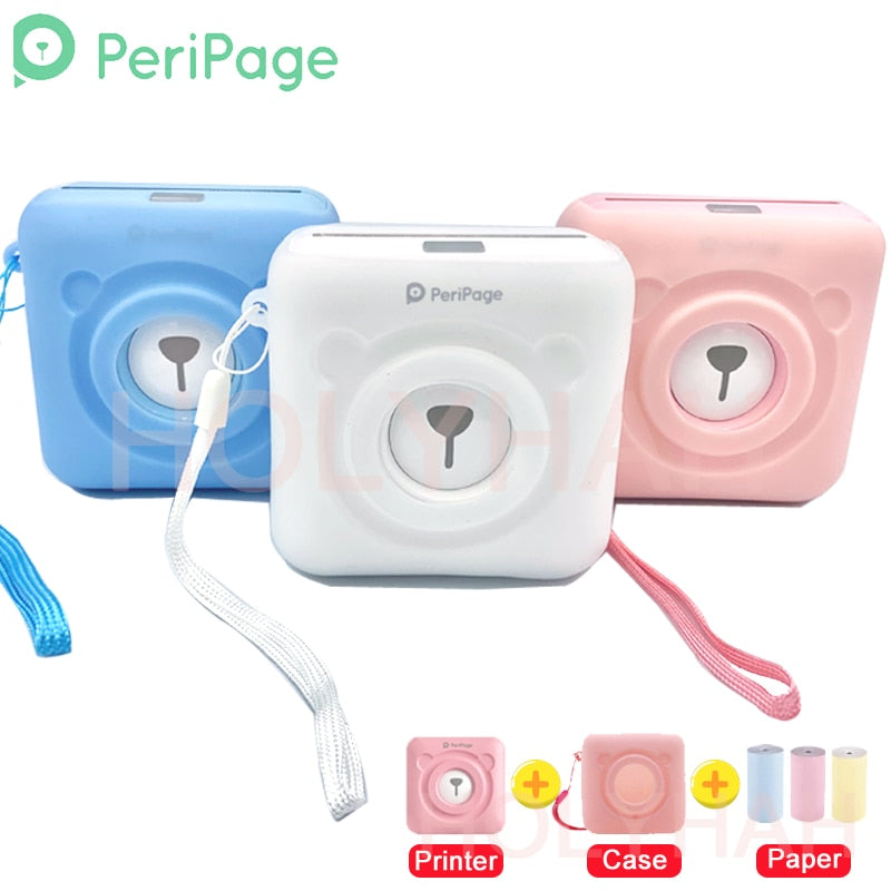 A6 Peripage Impresora de fotos térmica portátil con Bluetooth Mini impresora de fotos de bolsillo sin tinta Windows IOS Android Estuche de protección suave