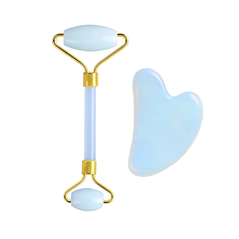 Opal Jade Massage Roller Gouache Scraper Set Natural Gouache Stone Face Lifting Tool Massager For Facial Gua Sha Anti Wrinkle