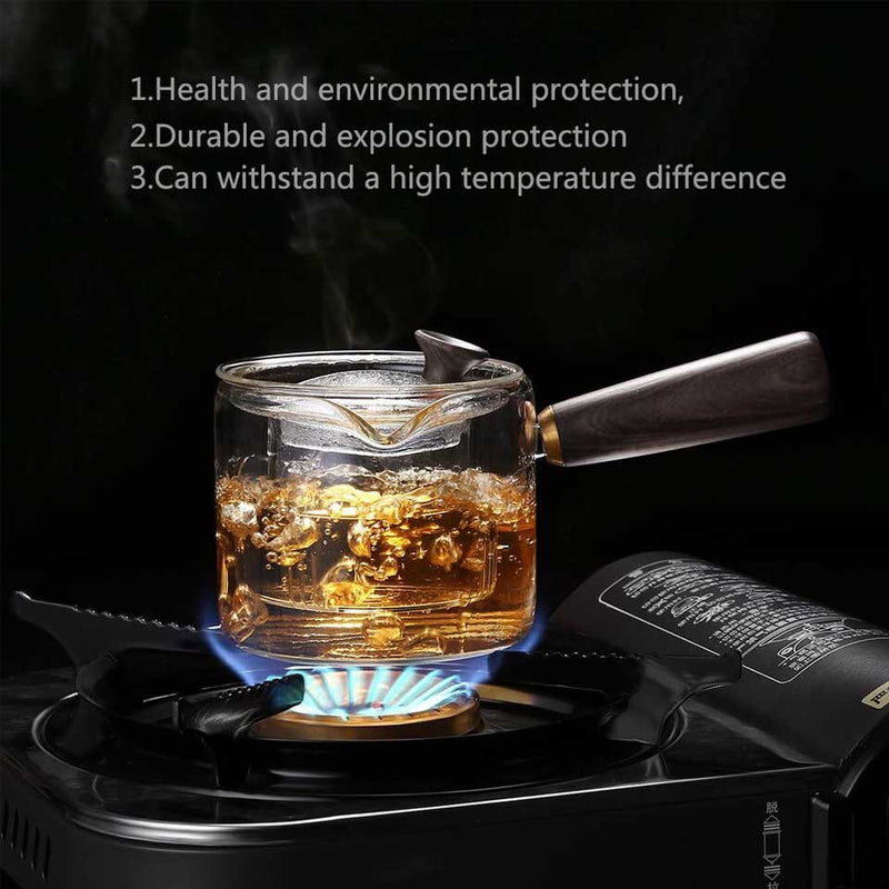BORREY 500Ml Glass Teapot With Infuser Liner Filter Glass Tea Maker With Wooden Handle Office Boil Tea Ware Set Teapot Kettle