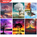 HUACAN Full Square 5D DIY Diamond Painting Sakura Tree Volcano Diamond Embroidery Landscape Cross Stitch Rhinestone Mosaic