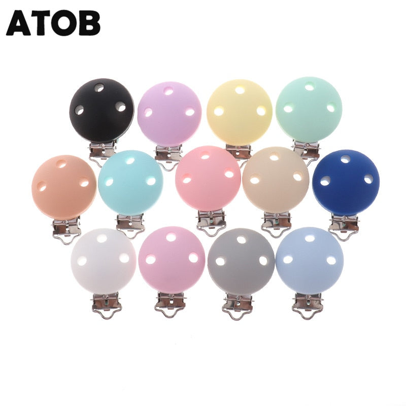 ATOB 10PCS Pacifier Clip Silicone Round Teether Clips  DIY Baby Pacifier Dummy Chain Holder Soothing Pacifier Accessories