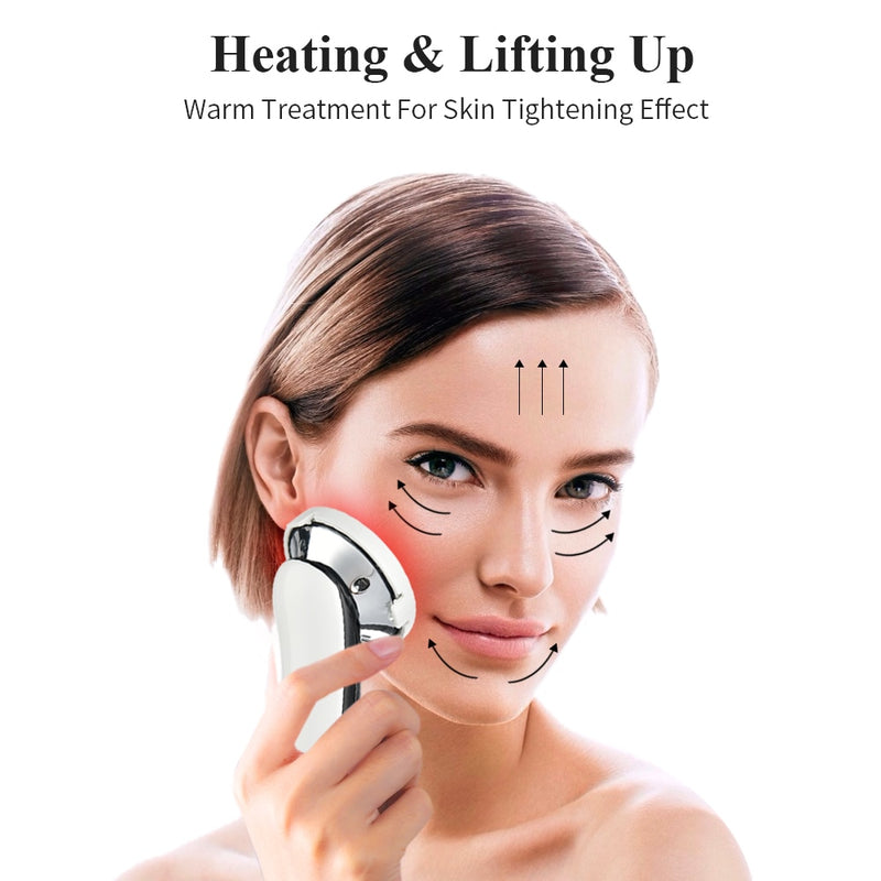 EMS Hot Cool Facial Massager Sonic Vibration Ion LED Photon Anti Aging Skin Rejuvenation Lifting Tighten Face Skin Care Beauty