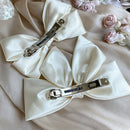 2021New Satin Oversized Bow Hairpin Barrette Hair Clip Ponytail For Women Girl Elegant Headwear Hairpins Hair White Acessories