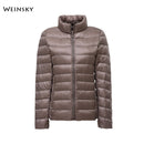 Winter Frauen Ultraleichte Dünne Daunenjacke Weiße Ente Daunenjacken Volle Hülse Warmer Mantel Parka Weibliche Tragbare Outwear