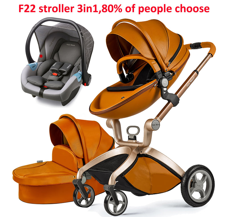 Cochecito de bebé 3 en 1, sistema de viaje Hot Mom, cochecito de paisaje alto con moisés, carro plegable para recién nacidos, F22