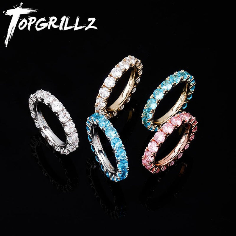 TOPGRILLZ 2020 Neue Runde Zirkon Ringe Gold Farbe Hohe Qualität Kupfer Iced Out Ringe Hip Hop Mode Persönlichkeit Schmuck Geschenk