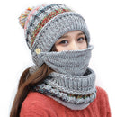 2020 Mütze Winter Frauen Maske Sturmhaube Mütze für Mädchen Schal dickes warmes Fleece innen gestrickte Mütze Schal Set 3-teilige Wintermützen