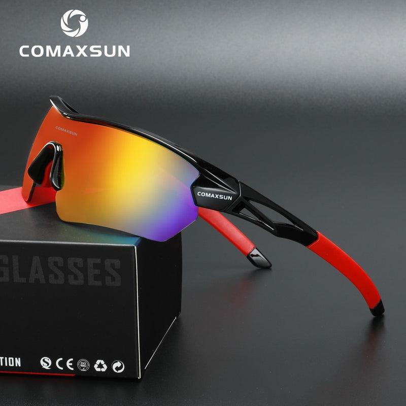 Comaxsun Professionelle polarisierte Fahrradbrille MTB Rennradbrille Outdoor Sports Fahrrad Sonnenbrille UV 400 mit 5 Gläsern TR90