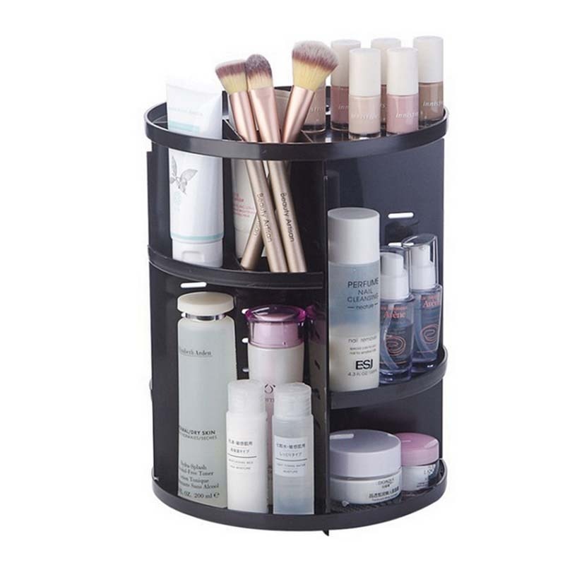 Nuevo organizador de maquillaje giratorio de 360 ​​grados, soporte para brochas, estuche organizador de joyas, caja de almacenamiento de cosméticos para maquillaje, estante