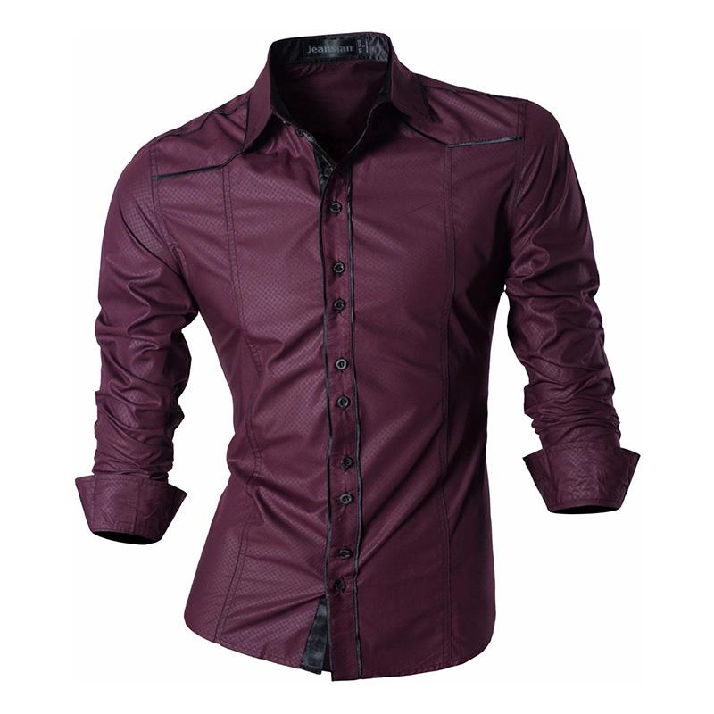 jeansian Spring Autumn Features Shirts Men Casual Long Sleeve Casual Male Shirts Zipper Decoration (No Pockets) Z015