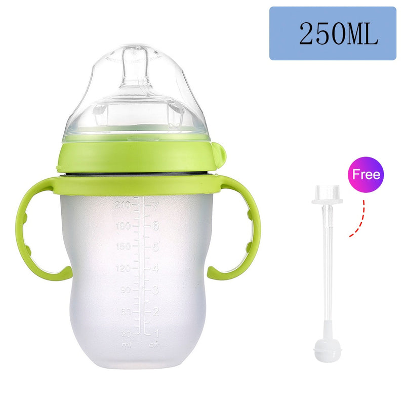 Baby Bottle Breastmilk Wide Neck Soft Silicone Feeding Container Baby Water Bottle kids Nursing Bottles