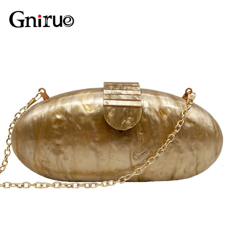 Gnirue Brand Fashion Wallet Women Acrylic Cute Long Round Evening Bag Woman Solid Marble Luxury Party Prom Handbag Casual Clutch