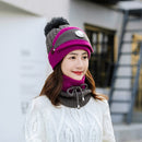 3 unids/set sombreros de invierno para mujeres con máscara de respiración 2 en 1 sombrero de punto niña pompones sombrero cálido añadir piel forrada sombrero de invierno protector