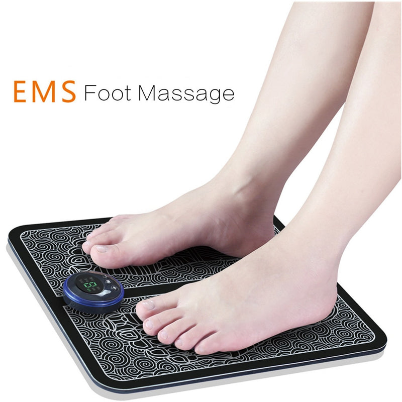 Almohadilla masajeadora eléctrica para estimulación de pies EMS, alfombrillas portátiles plegables, máquina corporal de masaje de circulación completamente automática para hombres y mujeres