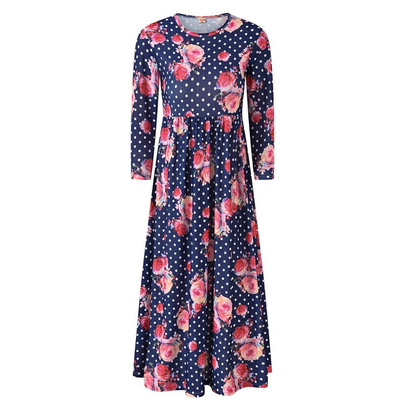 Baby Mädchen Lange Ärmel Blumenkleid Kleine Mädchen Blumendruck Midi Robe Kinder Knöchellänge Frühling Herbst Kostüme Urlaubsoutfits