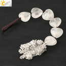 CSJA Heart Shape Natural Stone Car Hanging Chakra Chip Bead Healing Crystal Handmade Weave Lucky Ornament Window Wall Decor G541