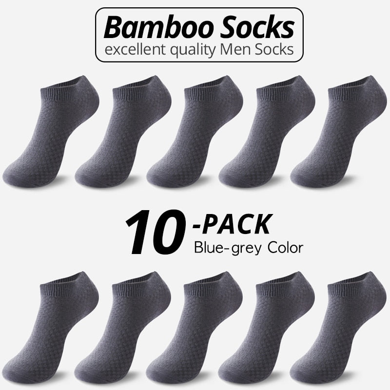 10 Paar Bambusfaser Herren Socken Short Ankle Business Schwarz Männlich Meias Socken Sommer Atmungsaktiv Herren Kleid Schuhe Kleidung Größe 38-44