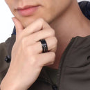 Vnox 12 Horoscope Ring for Men Black Stainless Steel Twisted Wia Insert Tough Man Anel Aries Leo Constellation Wedding Band