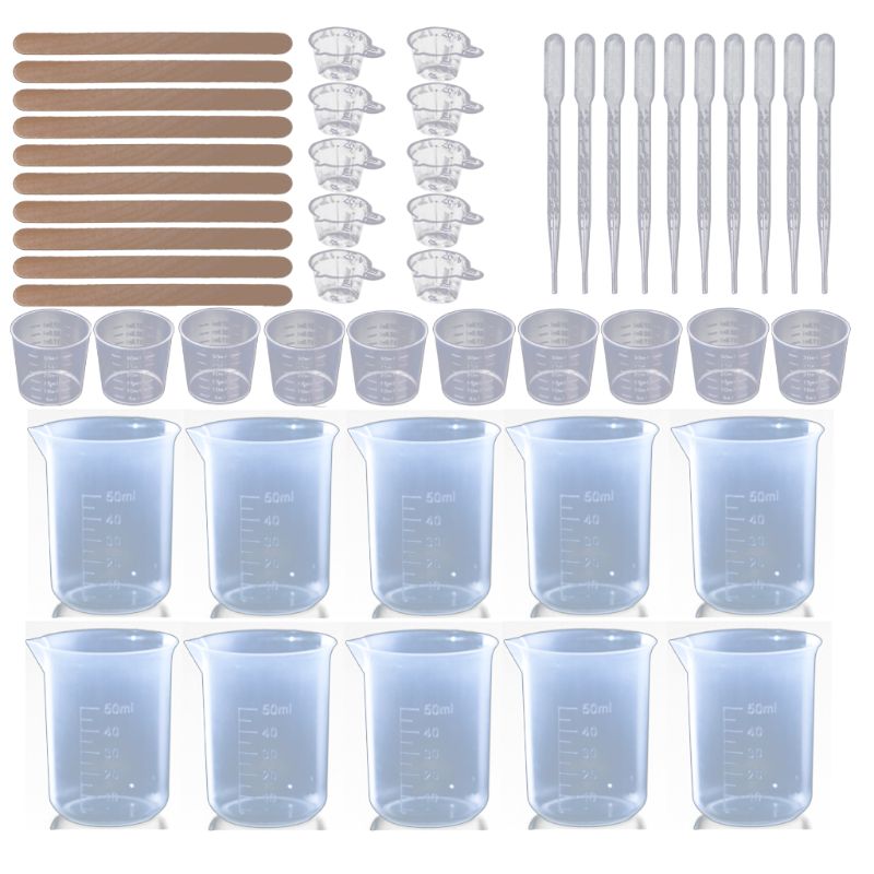 DIY Crystal Epoxy Dispensing Mixing Stirrer Dropper Measuring Cup Crafts Making Tool Kit Material Pack