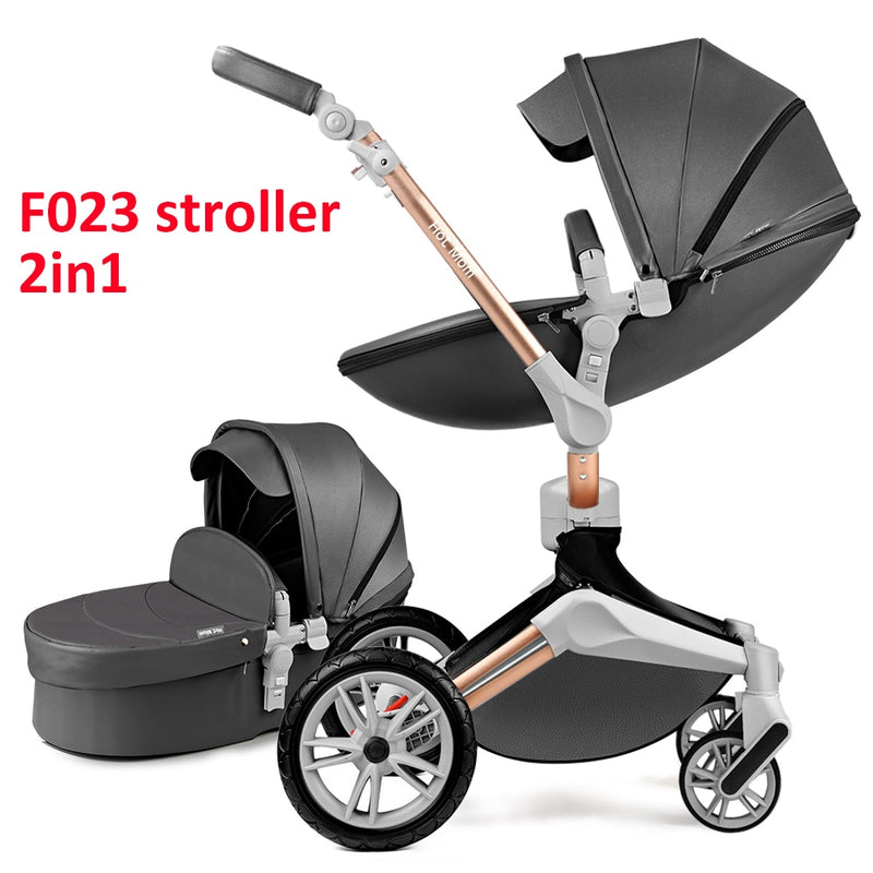 Cochecito de bebé Hot Mom, sistema de viaje 3 en 1 con moisés y asiento de coche, cochecito para niños con función de rotación de 360 ​​°, cochecito de lujo F023