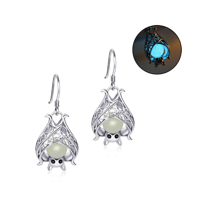 925 Sterling Silber Zubehör Leuchtende Fledermaus Halsketten Leuchtende Tier Anhänger Ketten Für Frauen 2022 Halloween Edlen Schmuck Geschenk