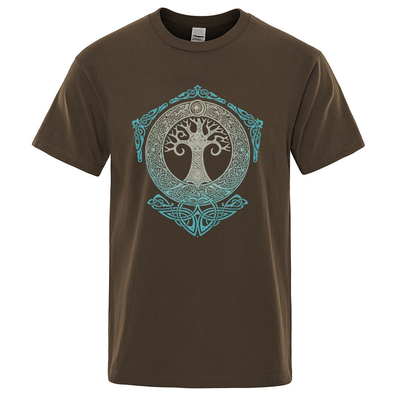 Yggdrasil T-Shirt Weltbaum Männer Tops Modemuster T-Shirt 2022 Sommer Marke T-Shirt Odin Aesir Nordische Mythologie Herren T-Shirt